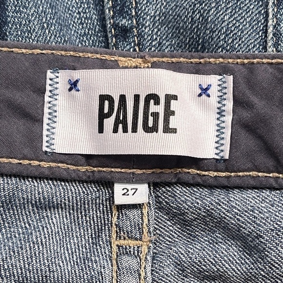 Paige Skyline Ankle Peg Straight Leg Distressed Blue Jeans 27 - Picture 8 of 9